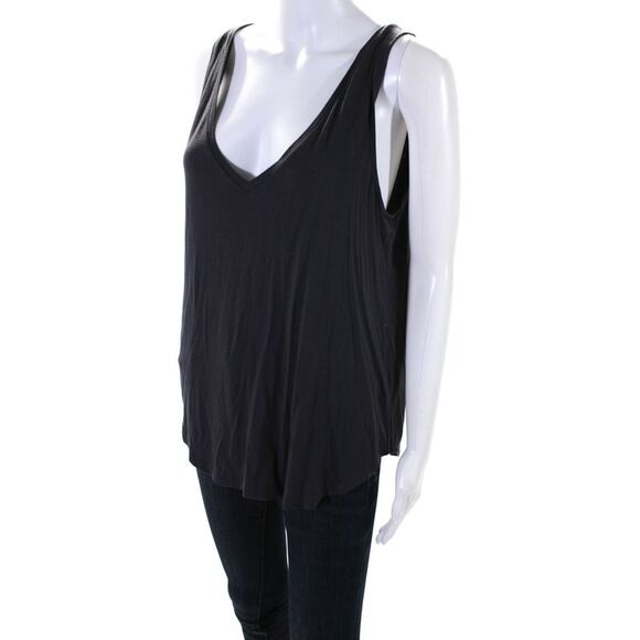 Calypso Saint Barth Womens Jersey Knit V-Neck Round Hem Tank Top Gray Size M - Picture 2 of 6